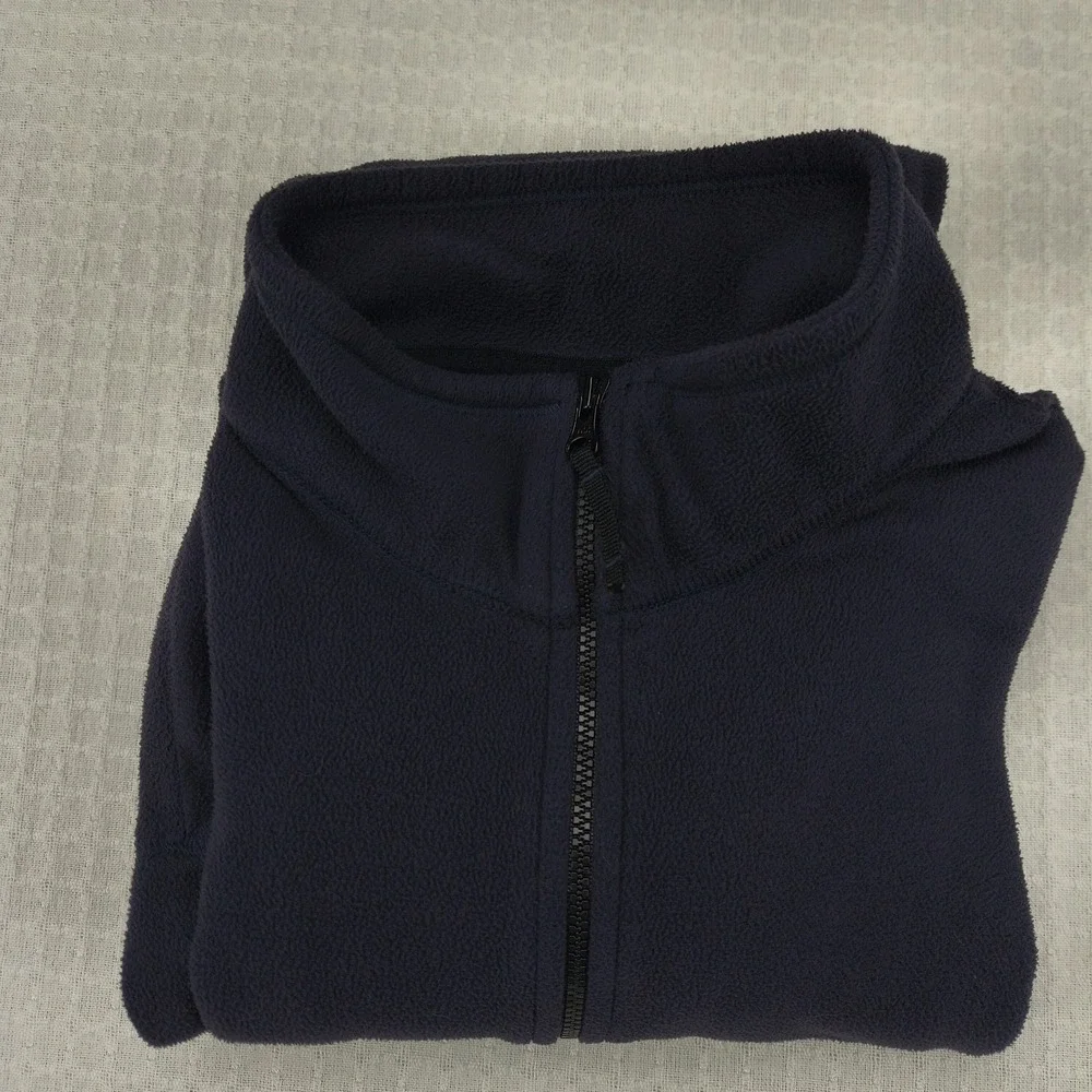 Lands End Men's L Large Navy Blue ThermaCheck Nano-Tex Fleece‎ 1/4 Zip Pullover
